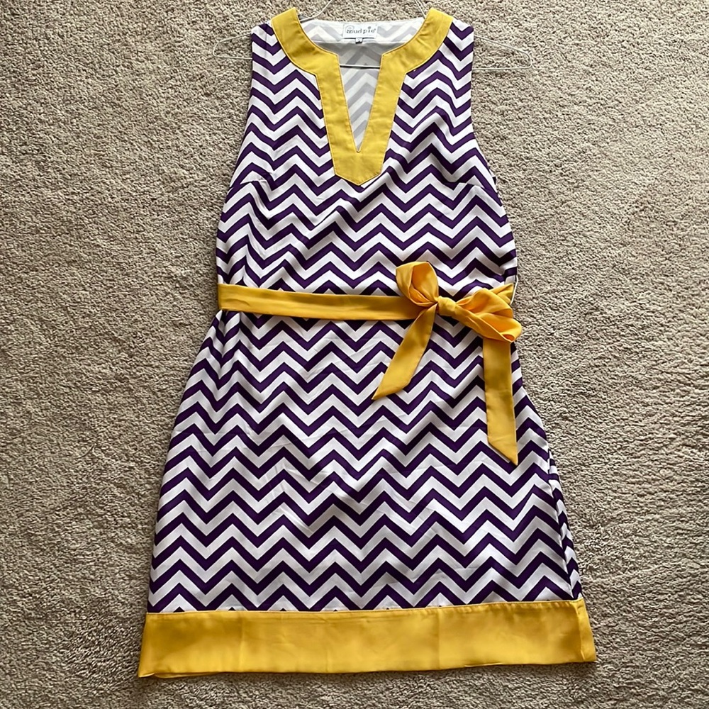 LSU Mudpie Purple and gold sleeveless dress